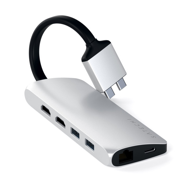 Satechi USB-C Dual Multimedia Adapter Zilver
