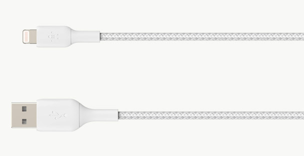 Belkin Braided Lightning to USB Cable - 3m - White