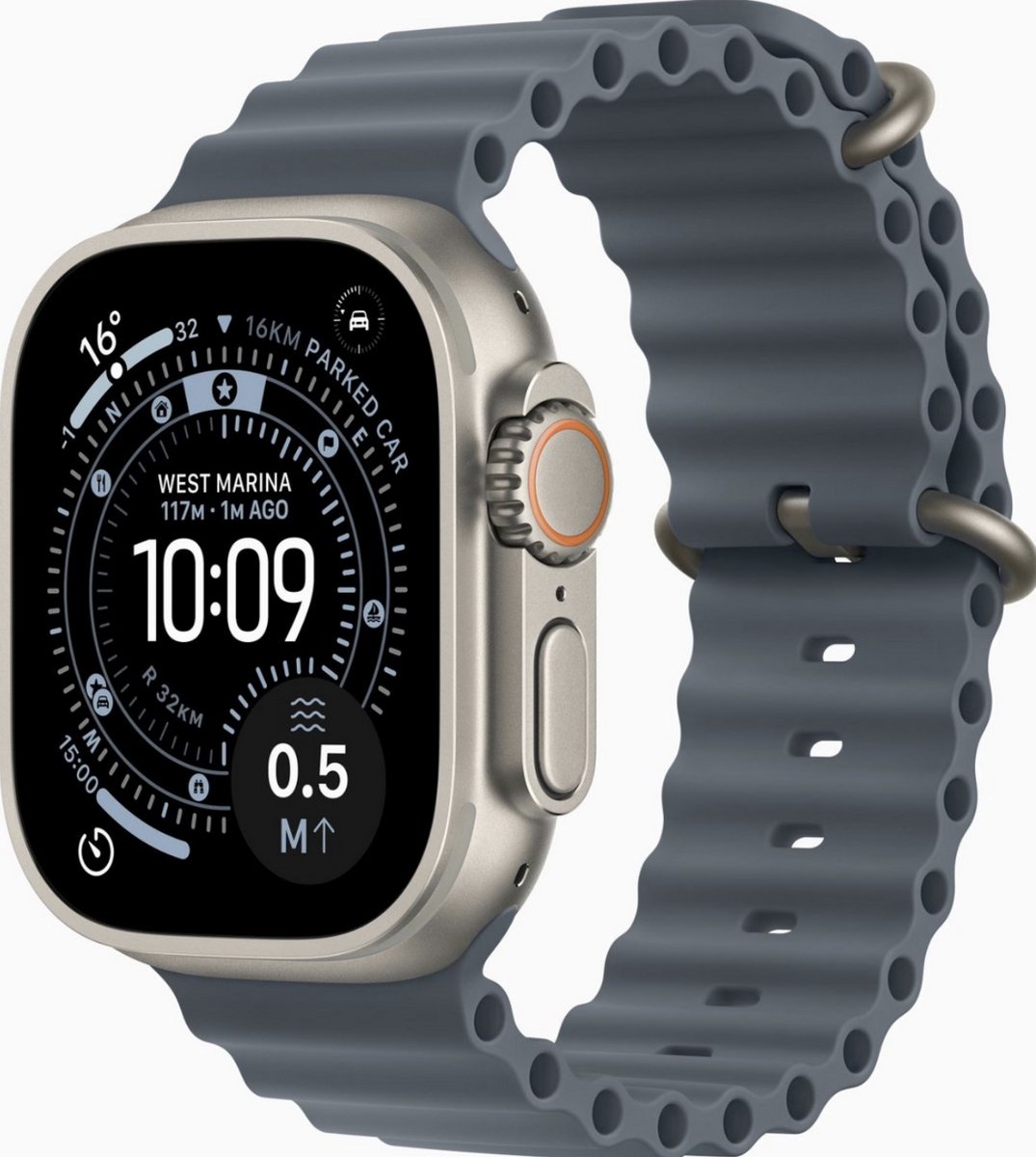 Apple Watch Ultra 3 (2024) - 49mm - Titanium - Blauw Ocean Band