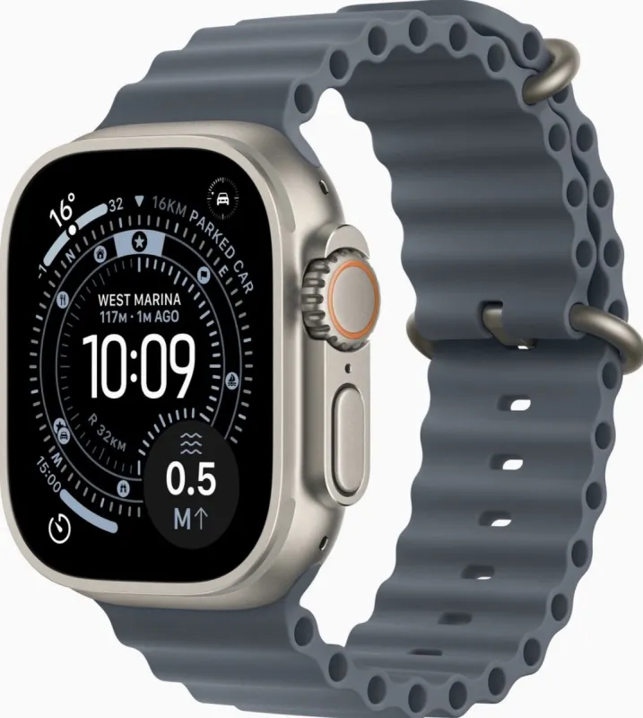 Apple Watch Ultra 3 (2024) - 49mm - Titanium - Blauw Ocean Band
