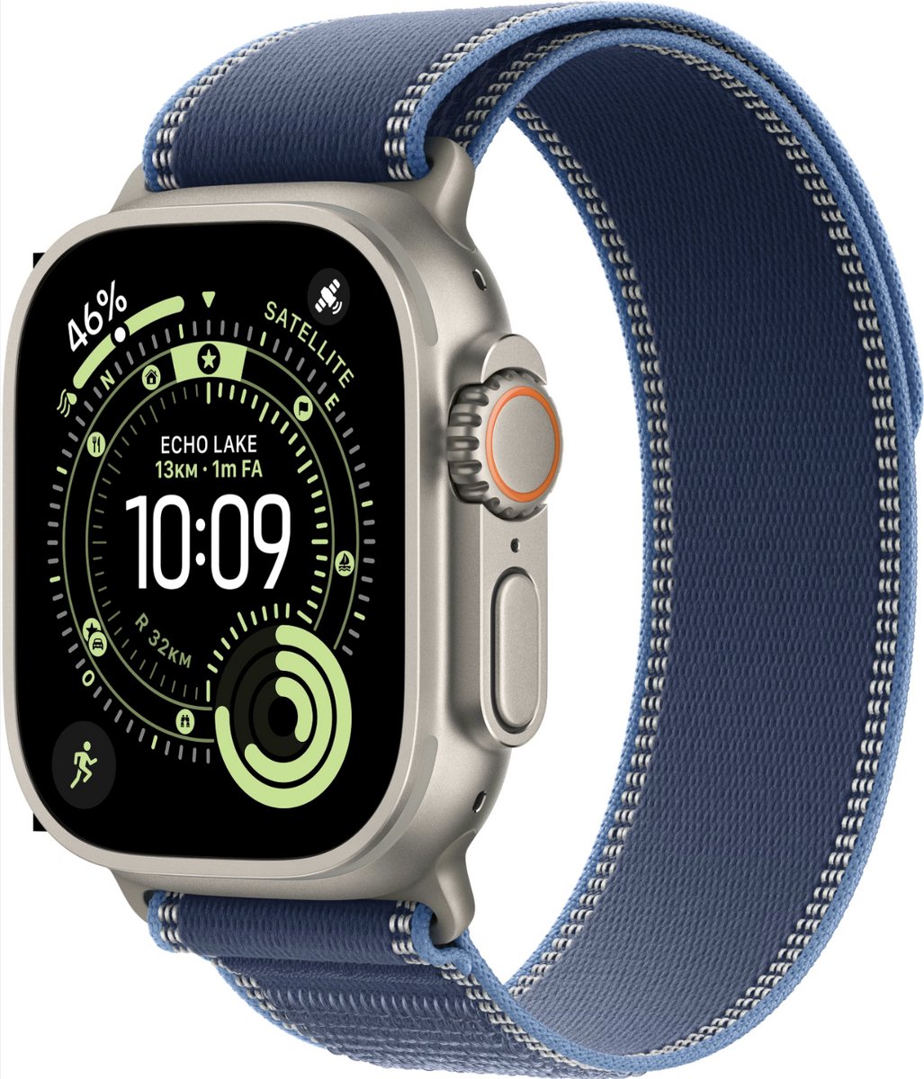 Apple Watch Ultra 3 (2024) - 49mm - Titanium - Blauw Trail Loop M/L - Wi-Fi + 5G