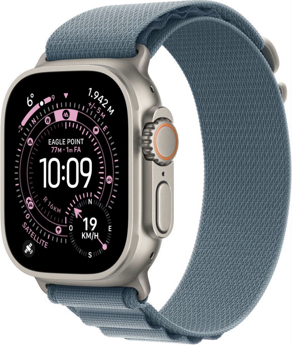 Apple Watch Ultra 3 (2024) - 49mm - Titanium - Hemelblauw Alpine Loop Large - Wi-Fi + 5G