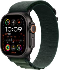 Apple Watch Ultra 2 (2024) - GPS + Cellular - 49mm - Zwart Titanium - Dark Green Alpine Loop - Medium