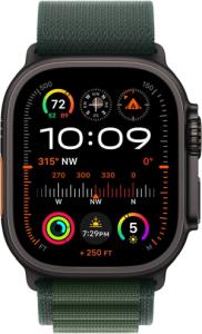 Apple Watch Ultra 2 (2024) - GPS + Cellular - 49mm - Zwart Titanium - Dark Green Alpine Loop - Medium