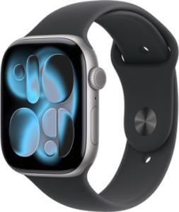 Apple Watch Series 11 (2024) - Cellular - 46mm - Grijs Aluminium - Zwart Sport Band - M/L