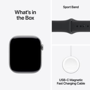 Apple Watch Series 11 (2024) - Cellular - 46mm - Grijs Aluminium - Zwart Sport Band - M/L