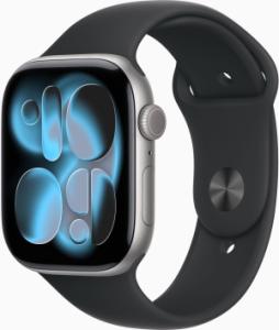 Apple Watch Series 11 (2024) - 46mm - Wi-Fi + 5G - Grijs Aluminium - Zwart Sportbandje - S/M