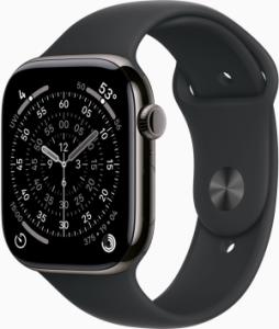 Apple Watch Series 11 (2024) - Wi-Fi + 5G - 46mm - Titanium - Zwart Sportband - M/L