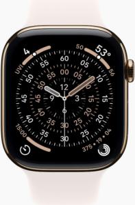 Apple Watch Series 11 (2024) - Wi-Fi + 5G - 46mm - Goud Titanium - Lichtroze Sportbandje - S/M