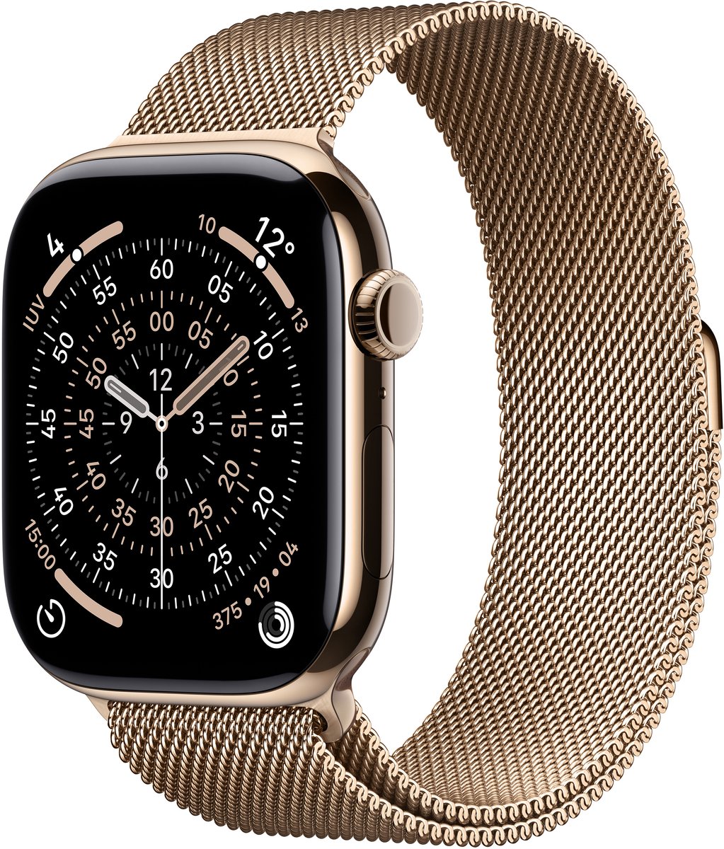 Apple Watch Series 11 (2024) - 46mm - Wi-Fi + 5G - Titanium - Goud Milanese Loop - M/L