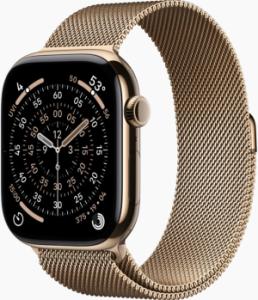 Apple Watch Series 11 (2024) - Wi-Fi + 5G - 46mm - Titanium - Goud - Milanese armband - S/M