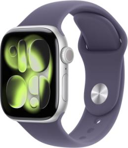 Apple Watch Series 11 (2024) - 42mm - Zilver Aluminium - Sport Band Paars - S/M