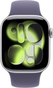 Apple Watch Series 11 (2024) - 42mm - Zilver Aluminium - Sport Band Paars - S/M