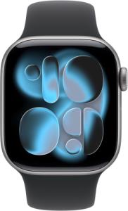 Apple Watch Series 11 (2024) - 42mm - Grijs Aluminium - Zwart Sport Band - M/L