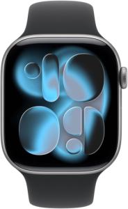Apple Watch Series 11 (2024) - 46mm - Aluminium - Grijs - Zwart Sport Band - M/L