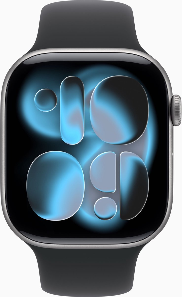 Apple Watch Series 10 (2024) - 46mm - Aluminium - Grijs - Zwart Sportbandje - M/L