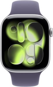 Apple Watch Series 11 (2024) - 46mm - Zilver Aluminium - Sport Band Paars - S/M - Wi-Fi