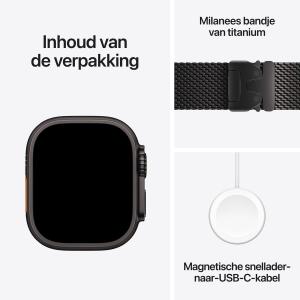 Apple Watch Ultra 4 (2026) - 49mm - Cellular - Milanese Bandje - Zwart