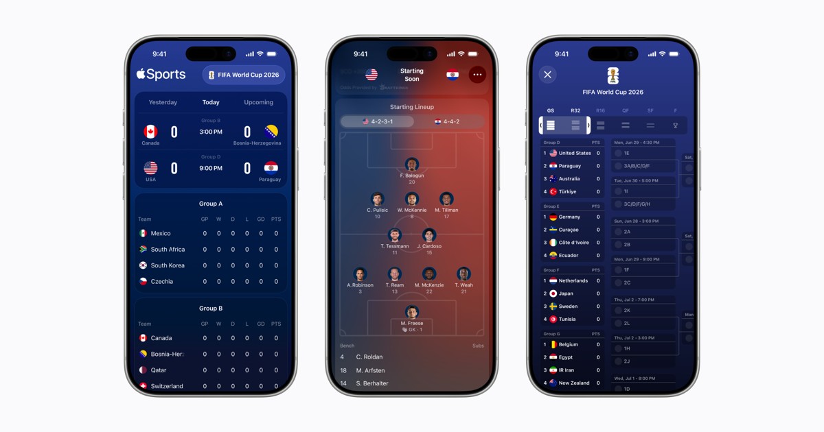 Apple Sports beschikbaar in meer dan 170 landen — net op tijd voor het WK 2026